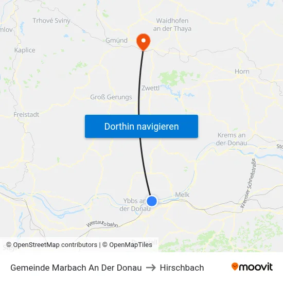 Gemeinde Marbach An Der Donau to Hirschbach map