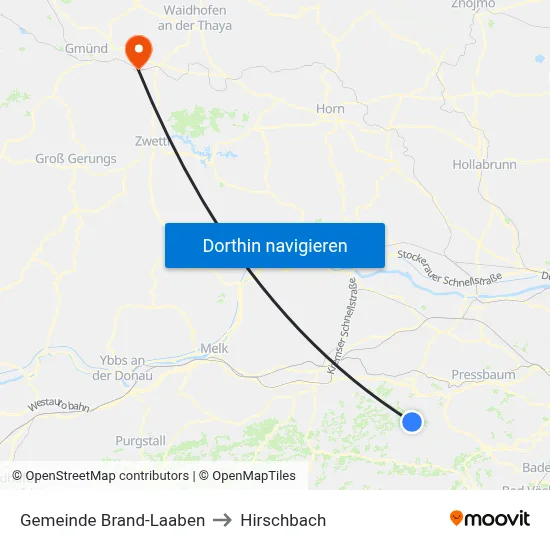 Gemeinde Brand-Laaben to Hirschbach map