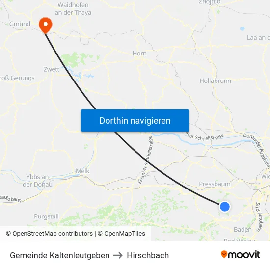 Gemeinde Kaltenleutgeben to Hirschbach map