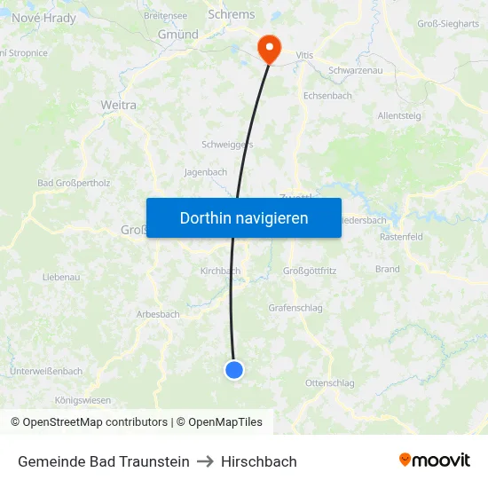 Gemeinde Bad Traunstein to Hirschbach map
