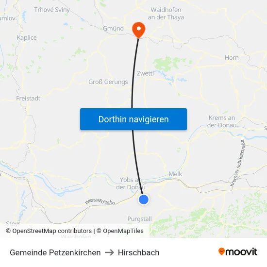 Gemeinde Petzenkirchen to Hirschbach map