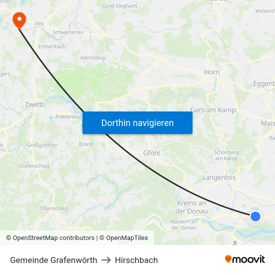 Gemeinde Grafenwörth to Hirschbach map