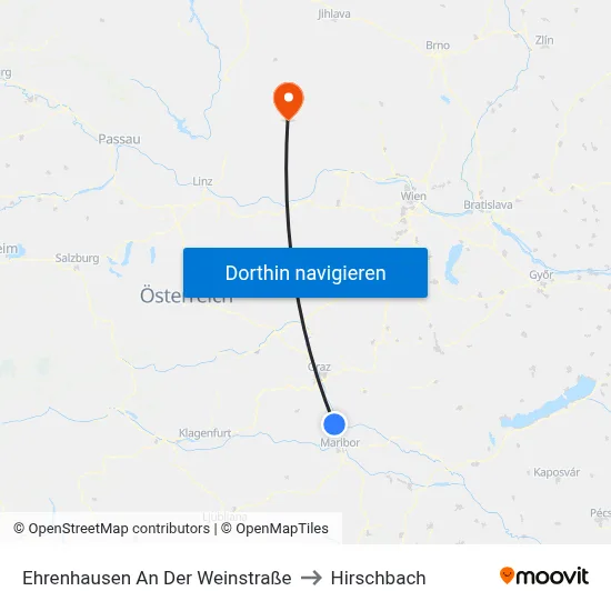 Ehrenhausen An Der Weinstraße to Hirschbach map