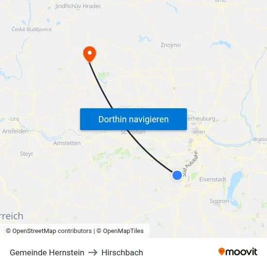 Gemeinde Hernstein to Hirschbach map