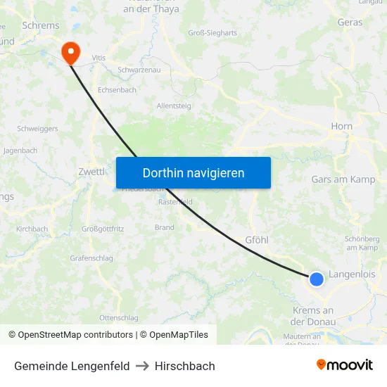 Gemeinde Lengenfeld to Hirschbach map