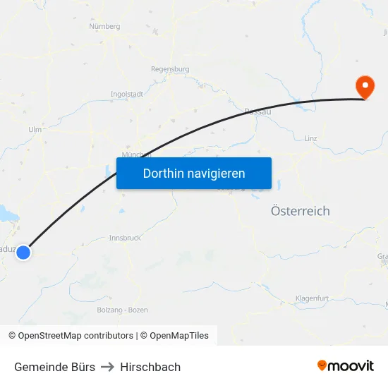 Gemeinde Bürs to Hirschbach map