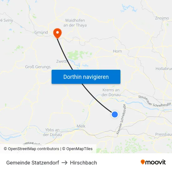 Gemeinde Statzendorf to Hirschbach map