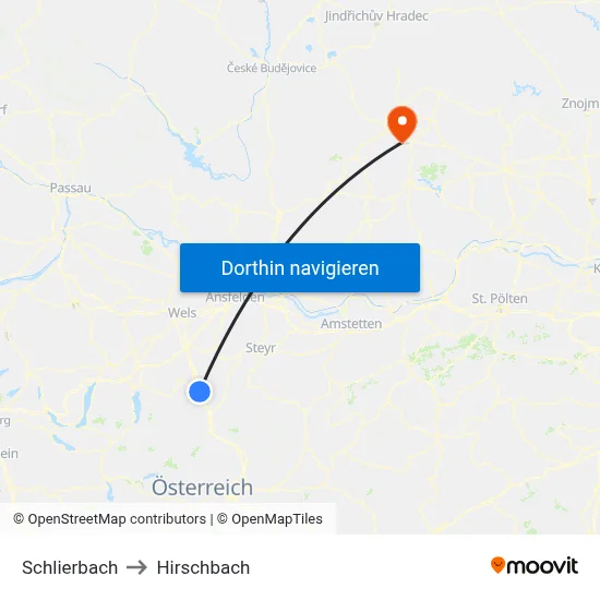 Schlierbach to Hirschbach map