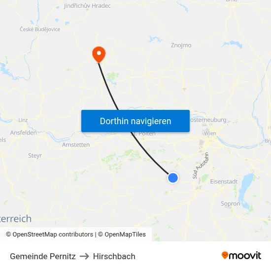 Gemeinde Pernitz to Hirschbach map