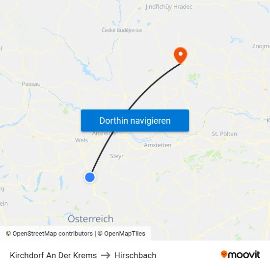 Kirchdorf An Der Krems to Hirschbach map