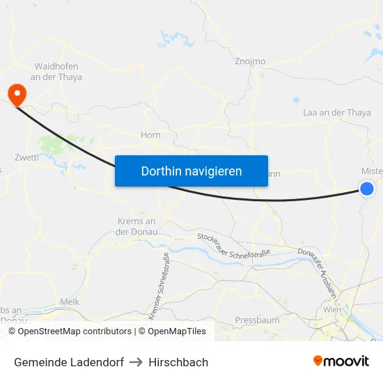 Gemeinde Ladendorf to Hirschbach map