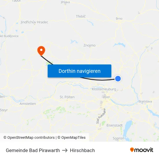 Gemeinde Bad Pirawarth to Hirschbach map