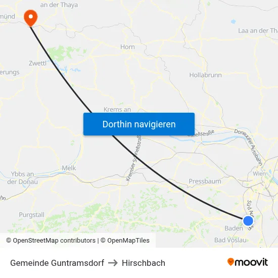 Gemeinde Guntramsdorf to Hirschbach map