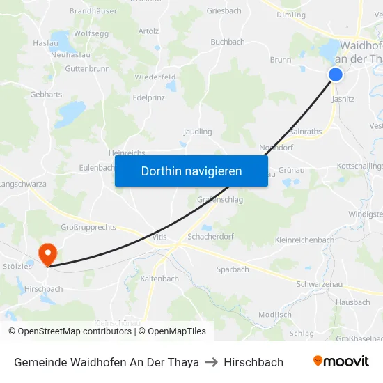 Gemeinde Waidhofen An Der Thaya to Hirschbach map