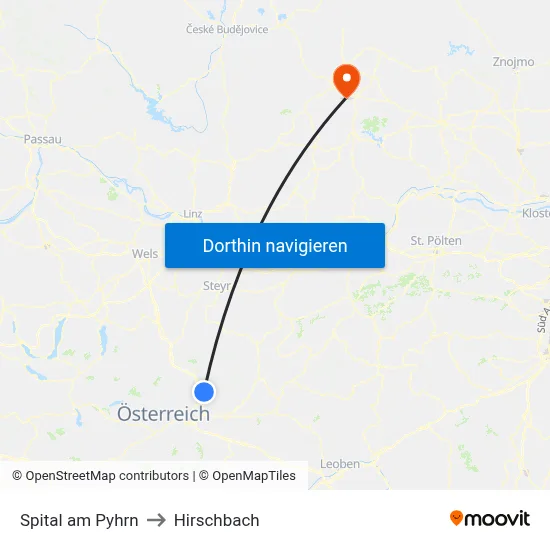 Spital am Pyhrn to Hirschbach map