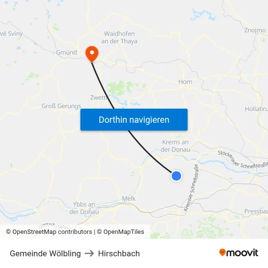 Gemeinde Wölbling to Hirschbach map
