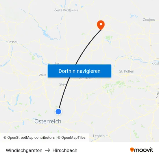 Windischgarsten to Hirschbach map