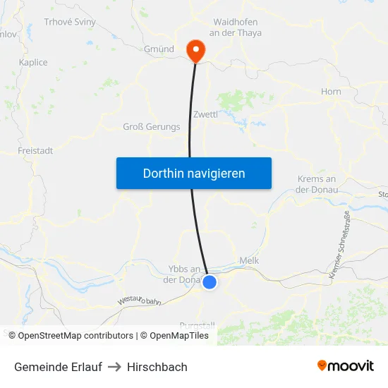 Gemeinde Erlauf to Hirschbach map