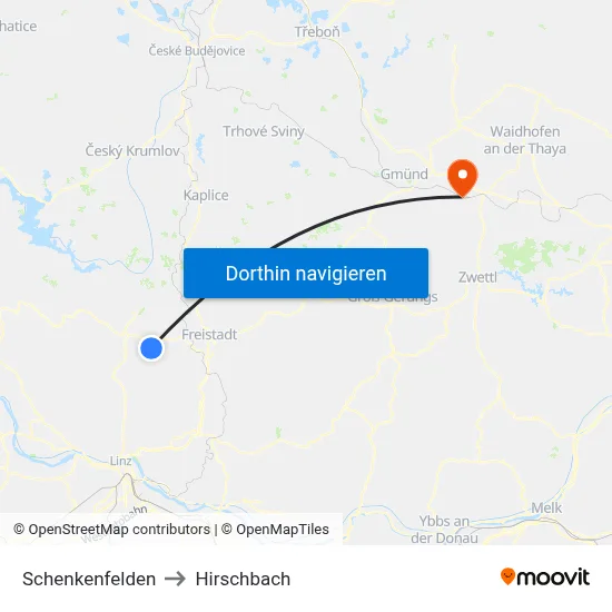 Schenkenfelden to Hirschbach map