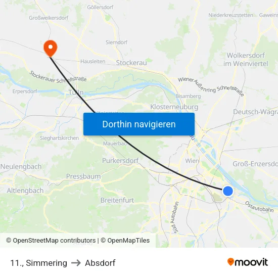11., Simmering to Absdorf map