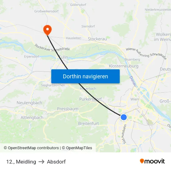 12., Meidling to Absdorf map