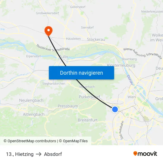 13., Hietzing to Absdorf map