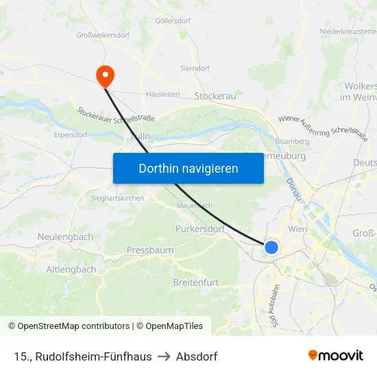15., Rudolfsheim-Fünfhaus to Absdorf map