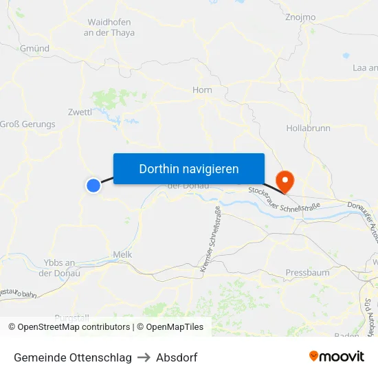 Gemeinde Ottenschlag to Absdorf map
