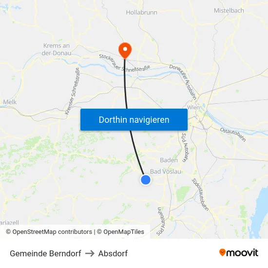 Gemeinde Berndorf to Absdorf map