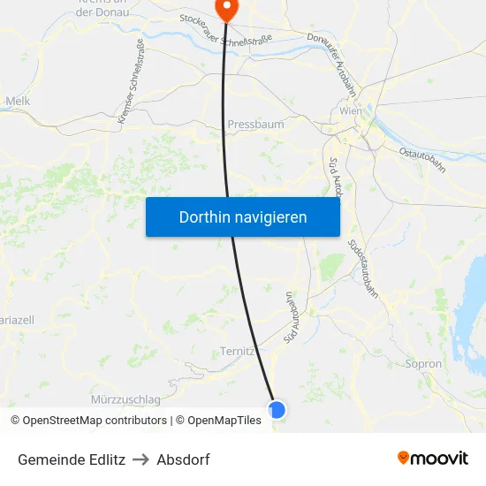 Gemeinde Edlitz to Absdorf map