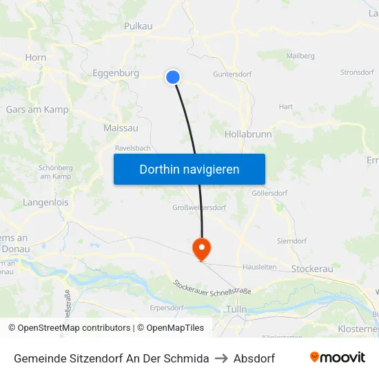 Gemeinde Sitzendorf An Der Schmida to Absdorf map