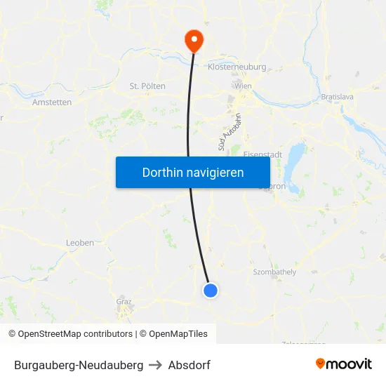 Burgauberg-Neudauberg to Absdorf map
