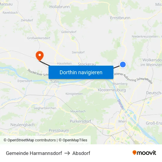 Gemeinde Harmannsdorf to Absdorf map