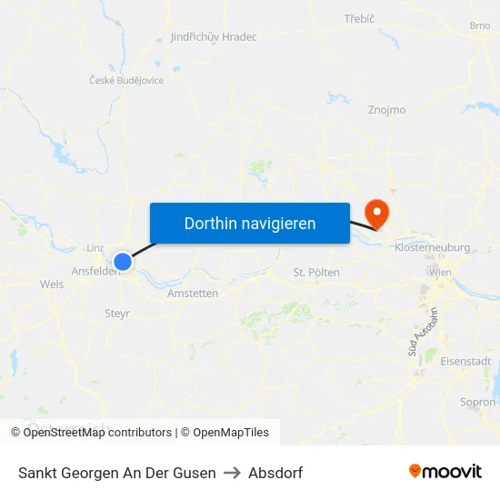 Sankt Georgen An Der Gusen to Absdorf map
