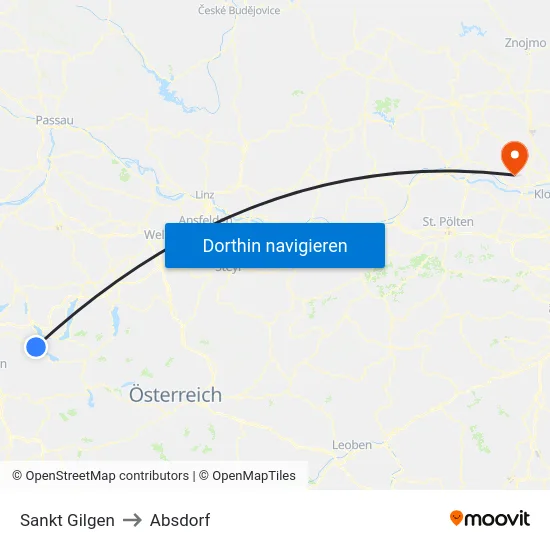Sankt Gilgen to Absdorf map