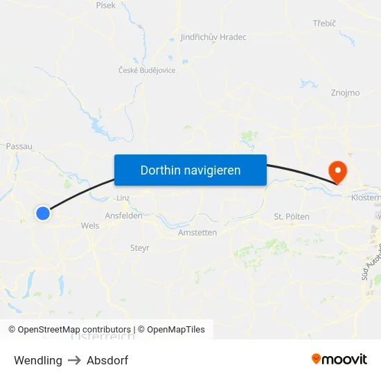 Wendling to Absdorf map