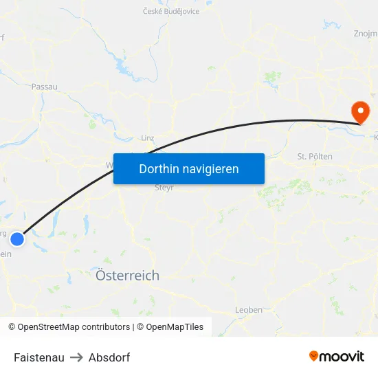 Faistenau to Absdorf map
