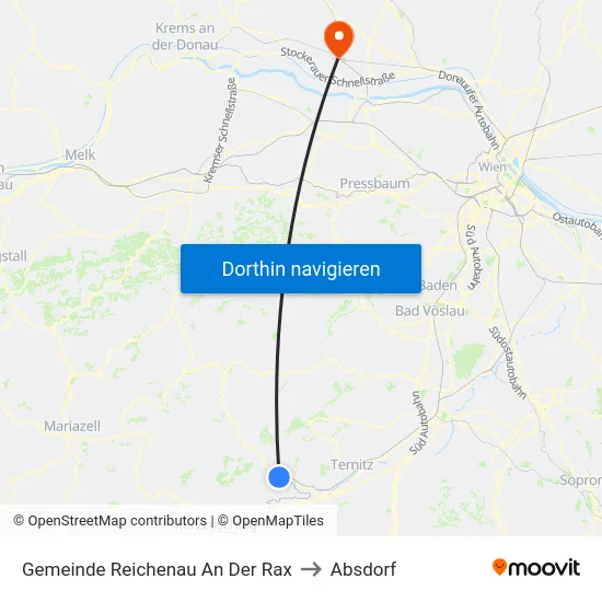 Gemeinde Reichenau An Der Rax to Absdorf map