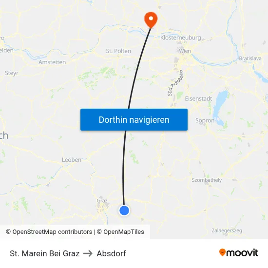 St. Marein Bei Graz to Absdorf map