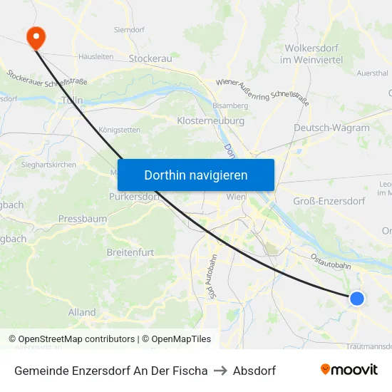 Gemeinde Enzersdorf An Der Fischa to Absdorf map