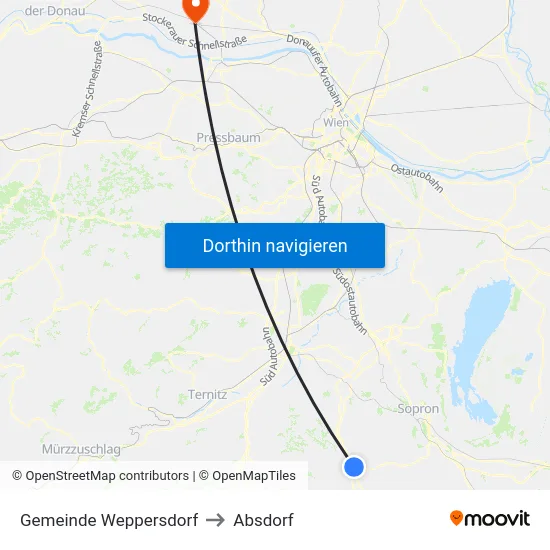 Gemeinde Weppersdorf to Absdorf map