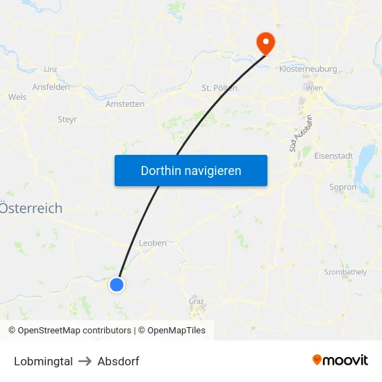 Lobmingtal to Absdorf map