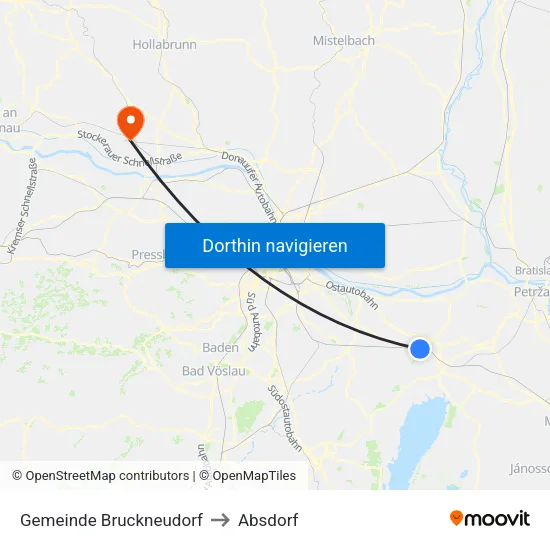 Gemeinde Bruckneudorf to Absdorf map
