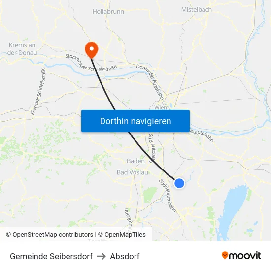 Gemeinde Seibersdorf to Absdorf map