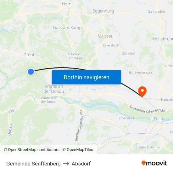 Gemeinde Senftenberg to Absdorf map