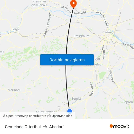 Gemeinde Otterthal to Absdorf map