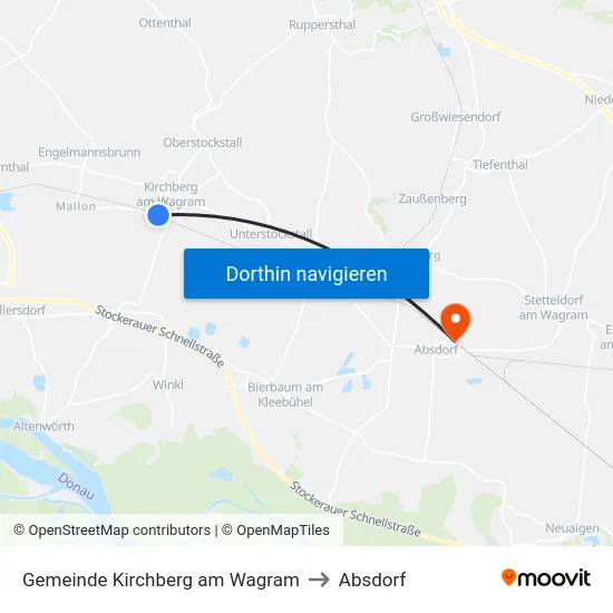 Gemeinde Kirchberg am Wagram to Absdorf map