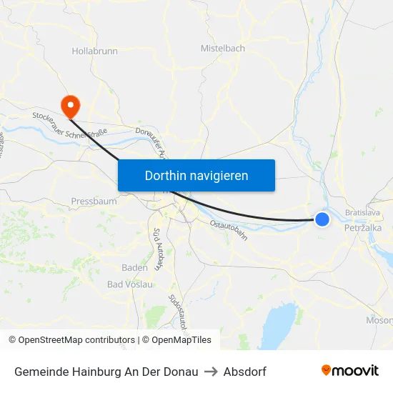 Gemeinde Hainburg An Der Donau to Absdorf map