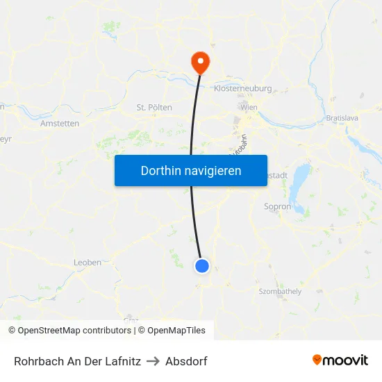 Rohrbach An Der Lafnitz to Absdorf map