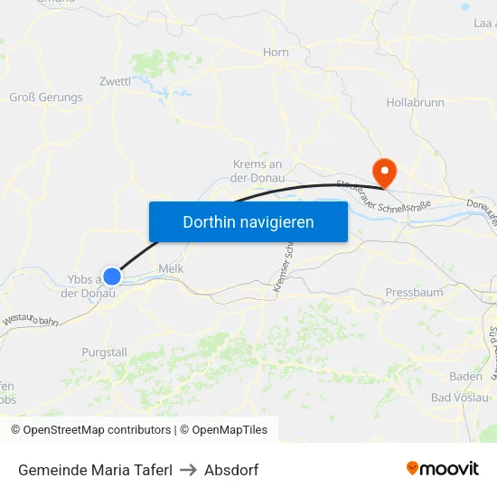 Gemeinde Maria Taferl to Absdorf map